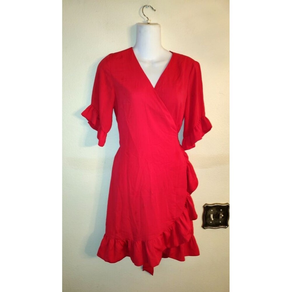 Women's Gianni Bini Party Cocktail Red Wrap Dress Size M See Description